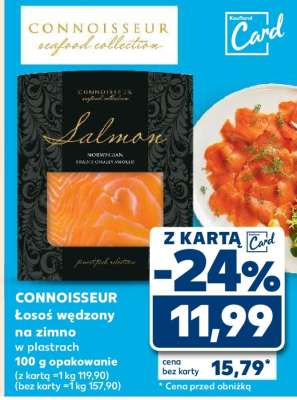 CONNOISSEUR łosoś wędzony na zimno w plastrach 100 g opakowanie