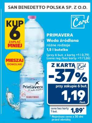 PRIMAVERA Woda źródlana różne rodzaje 1,5 l butelka