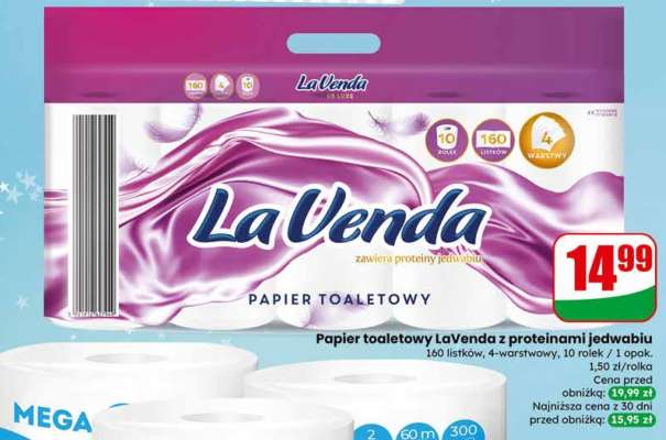 Papier toaletowy LaVenda z proteinami jedwabiu