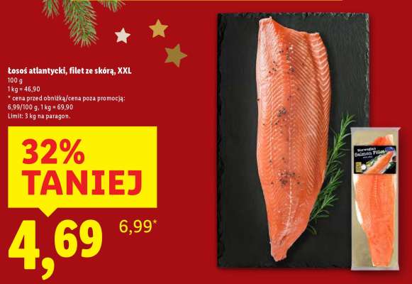 Łosoś atlantycki, filet ze skórą, XXL