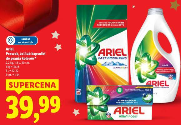 ARIEL Proszek, żel lub kapsułki do prania kolorów