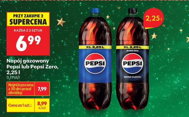 Napój gazowany Pepsi lub Pepsi Zero, 2,25 l