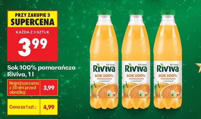 Sok 100% pomarańcza Riviva, 1l