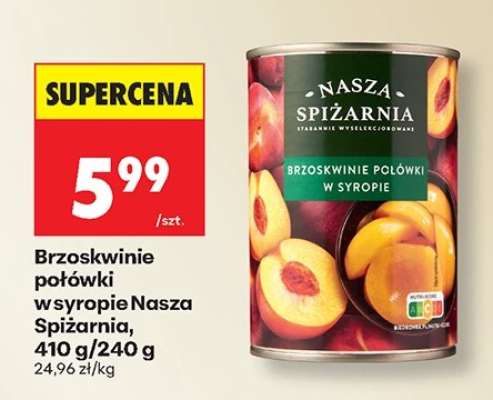 Brzoskwinie połówki w syropie Nasza Spiżarnia, 410 g/240 g