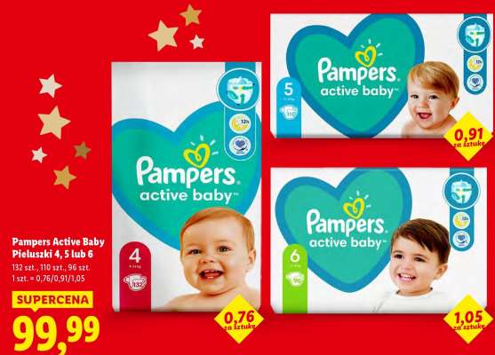 PAMPERS ACTIVE BABY Pieluszki 4, 5 lub 6