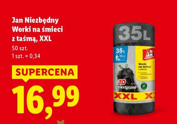 JAN NIEZBĘDNY Worki na śmieci z taśmą, XXL