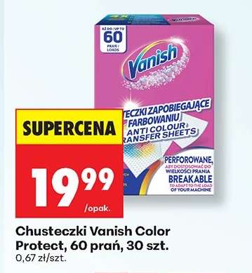 Chusteczki Vanish Color Protect, 60 prań, 30 szt.