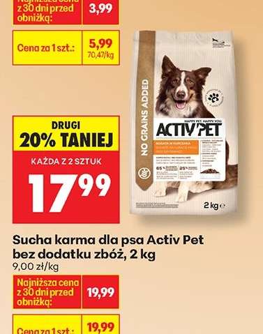 Sucha karma dla psa Activ Pet bez dodatku zbóż, 2 kg