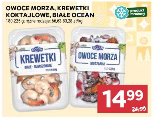 Owoce morza, krewetki koktajlowe, Białe Ocean