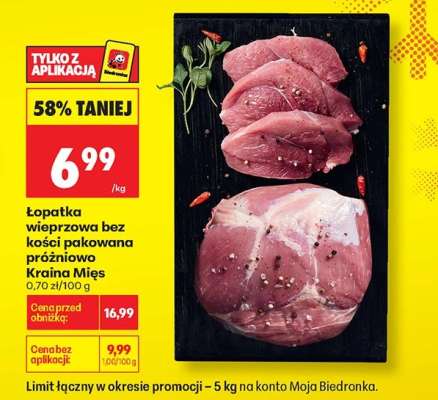 Łopatka wieprzowa bez kości pakowana próżniowo Kraina Mięs