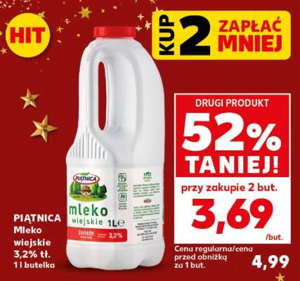 PIĄTNICA Mleko wiejskie 3,2% tł. 1 l butelka