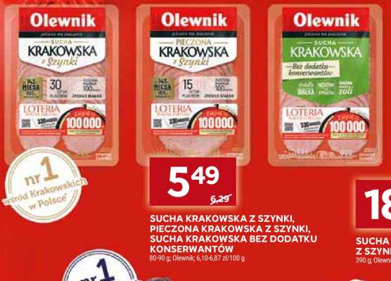 SUCHA KRAKOWSKA Z SZYNKI, PIECZONA KRAKOWSKA Z SZYNKI, SUCHA KRAKOWSKA BEZ DODATKU KONSERWANTÓW