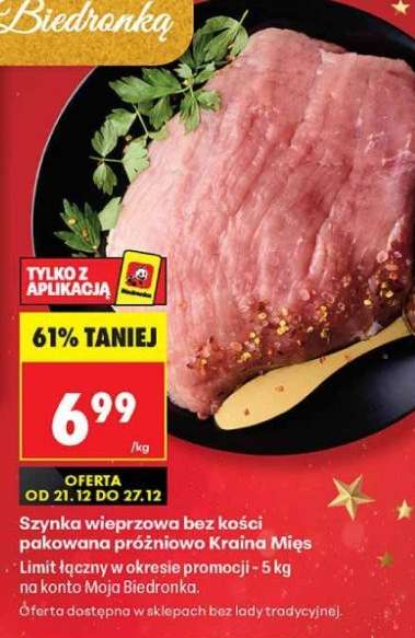 Szynka wieprzowa bez kości pakowana próżniowo Kraina Mies