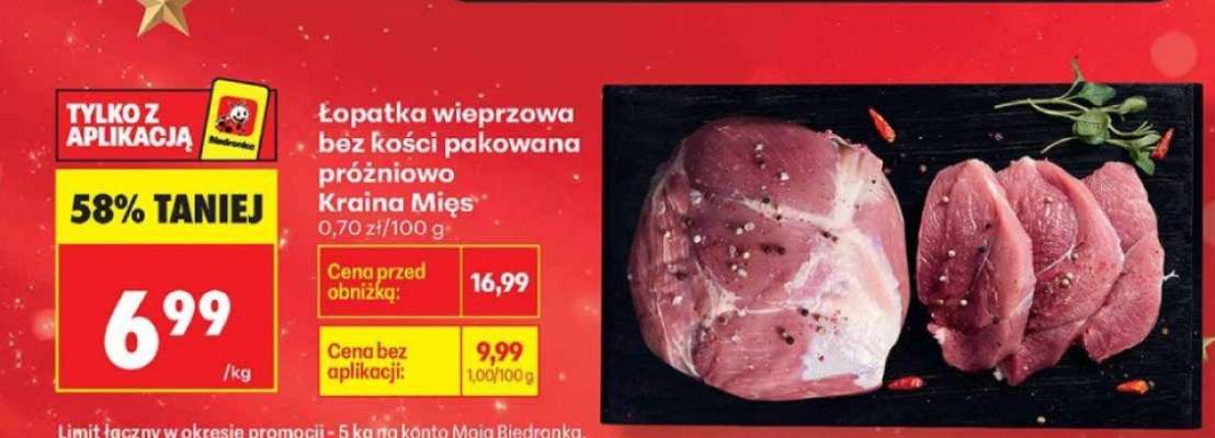 Łopatka wieprzowa bez kości pakowana próżniowo Kraina Mięs