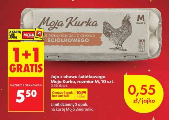 Jaja z chowu ściółkowego Moja Kurka, rozmiar M, 10 szt.