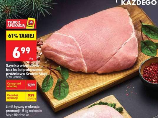 Szynka wieprzowa bez kości pakowana próżniowo Kraina Mies