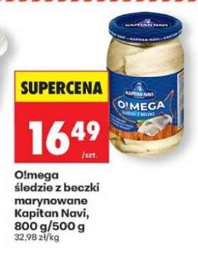 O!mega śledzie z beczki marynowane Kapitan Navi, 800 g/500 g