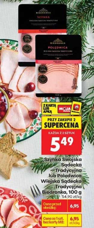 Szynka Swojska Sądecka Tradycyjna lub Polędwica Wiejska Sądecka Tradycyjna Biedronka, 100 g