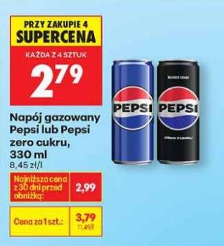 Napój gazowany Pepsi lub Pepsi zero cukru, 330 ml
