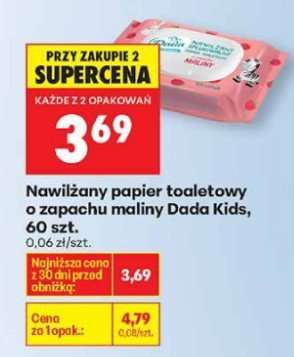 Nawilżany papier toaletowy o zapachu maliny Dada Kids , 60 szt