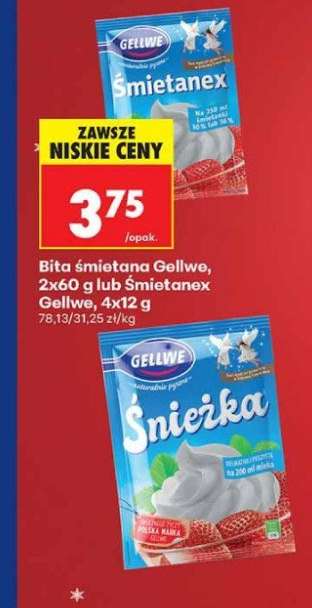 Bita śmietana Gellwe, 2x60 g lub Śmietanex Gellwe, 4x12 g