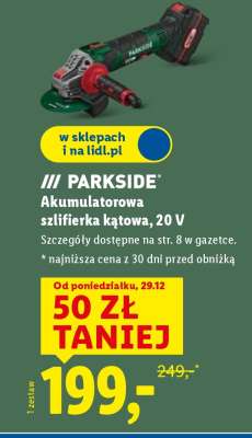 Parkside Akumulatorowa szlifierka kątowa 20 V