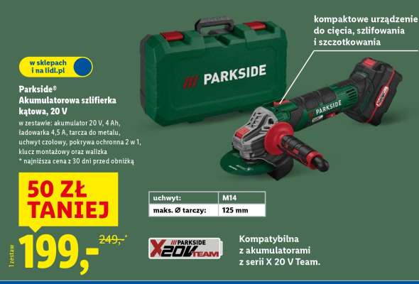 PARKSIDE® Akumulatorowa szlifierka kątowa 20 V