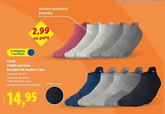 Crivit Stopki sportowe damskie lub męskie, 5 par