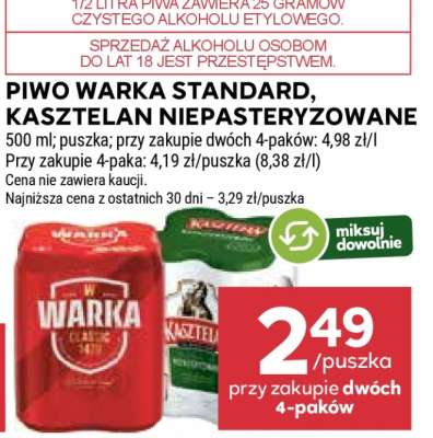 Piwo Warka Standard, Kasztelan Niepasteryzowane