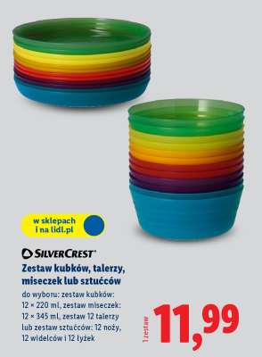 Zestaw kubków, talerzy, miseczek lub sztućców