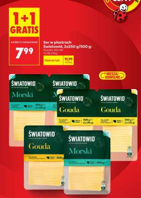 Ser w plastrach Światowid, 2x250 g/500 g: Gouda, Morski