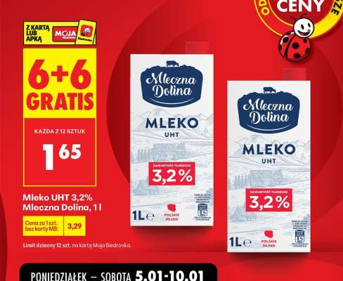 Mleko UHT 3,2% Mleczna Dolina, 1l