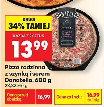 Pizza rodzinna z szynką i serem Donatello 600 g