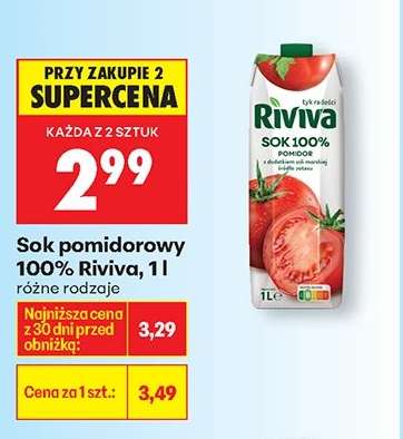 Sok pomidorowy 100% Riviva, 1l