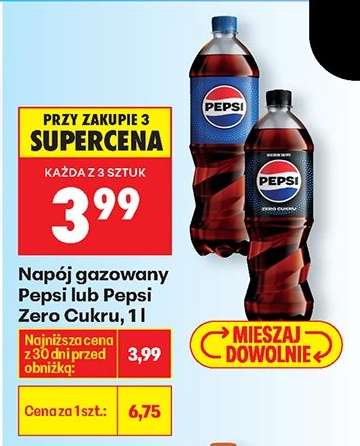 Napój gazowany Pepsi lub Pepsi Zero Cukru, 1l