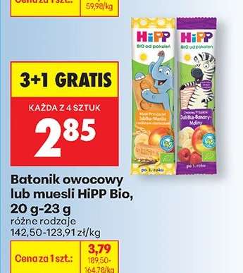 Batonik owocowy lub musli HiPP Bio, 20 g-23 g