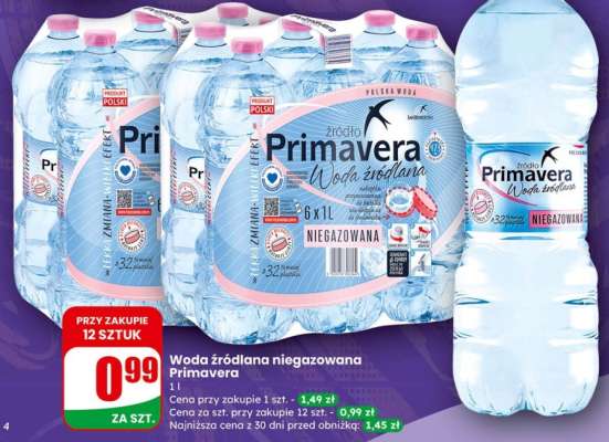 Woda źródlana niegazowana Primavera