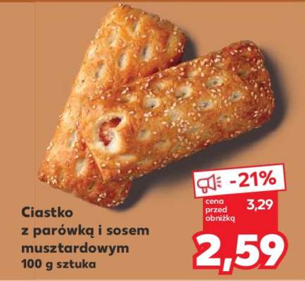 Ciastko z parówką i sosem musztardowym 100 g sztuka