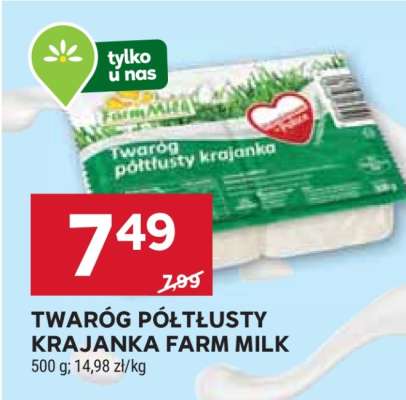 TWARÓG PÓŁTŁUSTY KRAJANKA FARM MILK