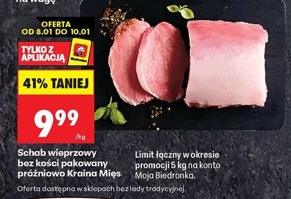 Schab wieprzowy bez kości pakowany próżniowo Kraina Mięs