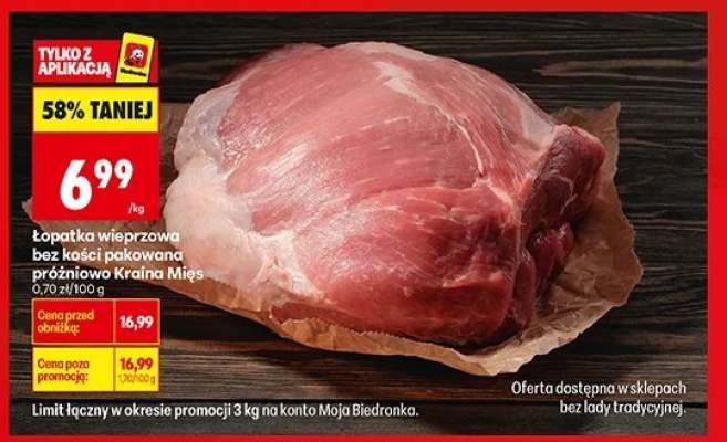 Łopatka wieprzowa bez kości pakowana próżniowo Kraina Mięs