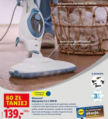 SilverCrest Mop parowy 2 w 1, 1500 W