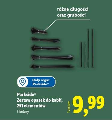 Parkside Zestaw opasek do kabli, 251 elementów
