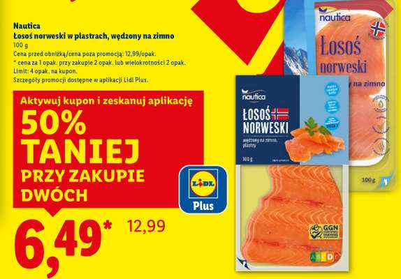 Nautica Łosoś norweski w plastrach, wędzony na zimno