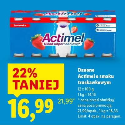 DANONE Actimel o smaku truskawkowym