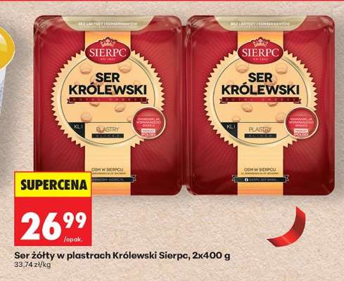Ser żółty w plastrach Królewski Sierpc, 2x400 g