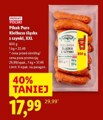 Pikok Pure Kiełbasa śląska z szynki, XXL