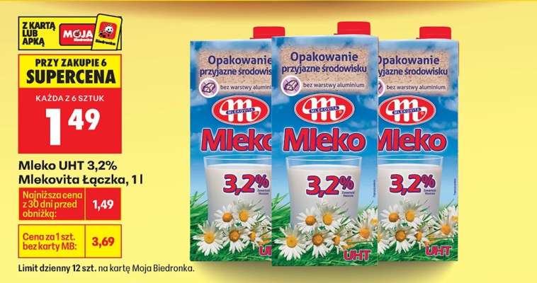 Mleko UHT 3,2% Mlekovita Łączka, 1l