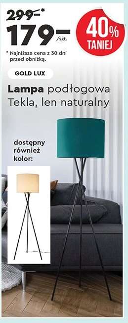 Lampa podłogowa Tekla, len naturalny