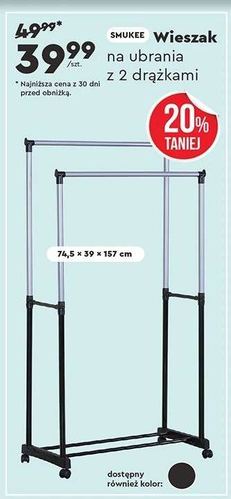 Wieszak na ubrania z 2 drążkami